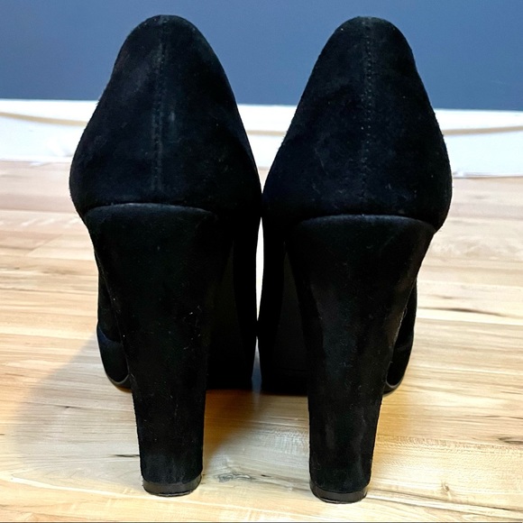 Calvin Klein’s Carley Platform Pump with Kick-Up Toe. Black Suede heels Size 7M - Picture 5 of 10
